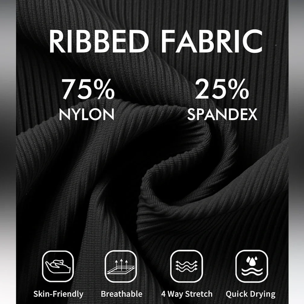 NWT Charmo Black Ribbed Ruched One-Piece Swimsuit Size L - Picture 11 of 12